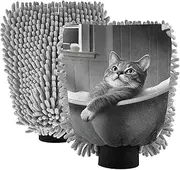 XYMZR Absorbent Microfiber Car Wash Mitt Cat Funny Bathtub, Funny Cute Anime Scratch Free for Cars Cleaning, Home Cleaning Mitts, 2 Pack, 10.24” L x 7.09” W