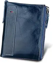 [SKUZA] Wallet,Card Bag,Double Zipper Women Wallets Genuine Cow Leather Card Holder Female Purse Vintage Coin Holder Wallets for Girl (Color : Black) (Brown) (Color : Blue Better)