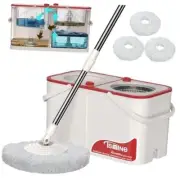 Mop Bucket Separate Dirty Water, Spin Mop Bucket System, 4-Chamber Mop and