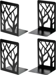 MaxGear Book Ends Tree Design Modern Bookends for Shelves, 2 Pairs, Black