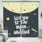 Black Lines Letter Clue 3D Curtain Blockout Photo Printing Curtains Drape Fabric