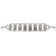 Circa 1900 Silvertone and Goldtone Rectangle Filigree Link Bracelet