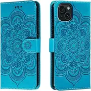 for iPhone 15 Plus Case Wallet with Card Holder Kickstand Magnetic Soft Leather Flip Fold Case for iPhone 15 Plus Cover (Blue, iPhone 15 Plus)