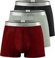 [SHIONF] Men's Underwear Mesh Athletic Sports Plus Size Boxer Briefs For Men No Fly Cool Dry Breathable,Black 3-PACK Big XL-7XL