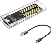 M.2 SATA Type C USB 3.1 Hard Disk Box 10Gbps Transparent External SSD Case External SSD Adapter for 2230/2242/2260/2280