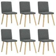 vidaXL Diamond Quilted Pattern Dining Chairs 6 pcs Dark Grey Fabric Wooden Legs 45 x 54 x 86 cm