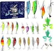 Fishing Tackle Set, 24 Fish Tackle Set, Fishing Lure Box Set, Fishing Tackle Set, for Fishing Lovers, Pre-Rigged Fishing Lures, Well-Made Easy Catching Lures for Family Fishing