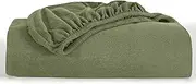 Oxford Homeware King Size Fitted Sheets – 25 Cm Deep Pocket Jersey Fitted Sheet Olive Green, 100% Organic Cotton Soft Breathable Easy Care Bed Sheets – Shrinkage and Fade Resistance (152x200)