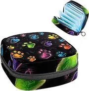 Period Bag,Sanitary Napkin Storage Bag,Dog Cat Foot Print,Tampon Bag for Purse