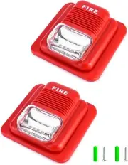 Fire Alarm, Set of 2 12/24V DC Wired Sound and Light Fire Alarm
