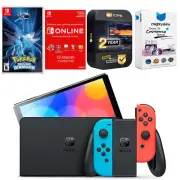 Nintendo Switch Red/Blue OLED + Pokemon Brilliant Diamond, NSO 1 Year Membership
