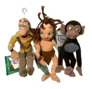 Retired Disney Store Tarzan Clayton Baby Baboon Mini Plush Bean Bag Set Of 3 NWT