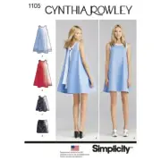 SIMPLICITY SEWING PATTERN 1105 MISSES 14-22 TRAPEZE TENT DRESS, TOP & MINI SKIRT