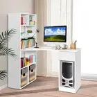 Office Computer Desk Home Workstation 5 Tier Shelves Student Study Table White