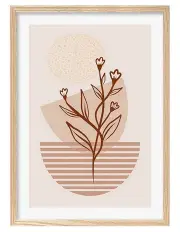 [Profile Australia] Australian Made Boho Plant Lines 1 Art Print A1 in Frame Natural Oak