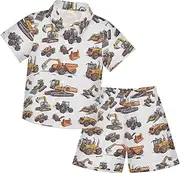 [Caihoyu] Baby-boys Toddler Short Sleeve Button Down Shirt & Casual Shorts Set Toddler Boy Clothes Infant Little Boy Gift