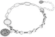 [FEATUR] Ladies Jewellery Gift,Silver Bracelets for Womens,Charm Bracelet, S925 Sterling Silver Bracelet Women's Bracelet Simple Design Heavy Jewelry Thai Silver, 17+5cm