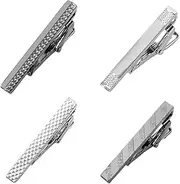 [KSOIQPU] Set of 4 Men's Tie Clips Classic Tie Clips Business Style Tie Clips Wedding Business Accessories Tie Clips Set Ties, A, Non-precious metal, Pink Diamond