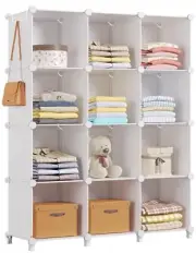 Closet Organizer, 12-Cube Storage Organizer with Rubber Mallet, Portable Clos...