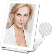 Travel Mirror, Makeup Mirror with 72 LED Lights, Light Up Mirror for Makeup 3 Color Lighting, Small Vanity Mirror Touch Sensor Dimming, Portable Mirror with Lights, Foldable Mirror, Mirror Travel