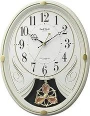Rhythm 4MN554RH10 Radio Clock Wall Clock, 6 Songs with Melody, Small World Lily N