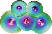 CoudarTitie 5x Cymbals at Low Volume Set Drummer Practice Alloy Professional Cymbals Strucy Quiet Practice for The Rehearsal Apartment, Colorful