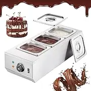 Chocolate Melting Pot With 3 Tanks, 800W Tempering Machine, 30℃-85℃ Temp Control, Stainless Steel Electric Commercial Food Warmer for Milk/Cream