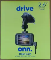 ONN Dash Cam Drive car DVR Recorder Dashcam 2.6" Display Screen Camera 1080p 8GB
