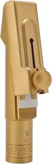 Metal Sax Mouthpiece, Size 6, Alto Saxophone Mouthpiece with Cap, Brass Metal Mouthpiece for Professionals and Beginners, Bright Tone, Rich Harmonics, Patches and Gaskets Included