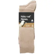 2 Pairs Holeproof Explorer Men Merino Wool Rib Business Crew Everyday Socks Beige Oatmeal