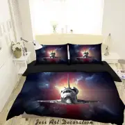 3D Space Spaceship Starry Colorful Quilt Cover Set Bedding Sets Pillowcases 64