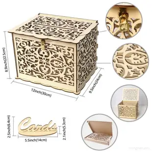創意木製禮卡箱設計婚慶婚禮用品鏤空木製賀卡名片收納盒簽到箱