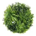 Flowering Modern White Artificial Green Wall Disc UV Resistant 75cm (Black Frame)