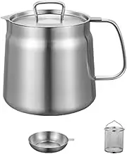 304 Stainless Steel Deep Fryer Pot, Frying Chicken Pot, Tempura deep Fryer with a Thermometer and a lid, Japanese Style Tempura Fryer Pan（2.0L）