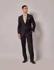 Hawes & Curtis Charcoal Chalk Stripe Wool Slim Fit Suit Size: One Size