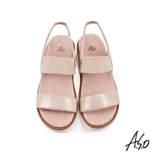 【A.S.O 阿瘦集團】機能休閒 輕穩氣墊鞋簡約閃色質感休閒涼鞋(金)