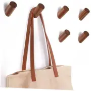6 Pack Wood Hooks, Natural Coat Hooks Wall Mounted - Rustic Heavy Duty Wall