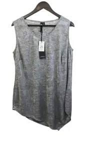 Taking Shape TS Silver Tank Top Sleeveless Long Asymmetrical Hem NEW Plus Sz S