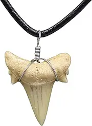 [FROG SAC] Natural Shark Tooth Necklace for Boys, Genuine Fossil Shark Teeth Jewelry for Men, Cool Beach Necklaces for Teen Girls, Beachy Surfer Necklace for Women