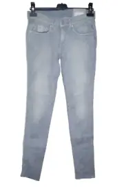 PEPE JEANS sz 28/34 JEANS GRAY GREY BIKER FADED STRETCH STRIPPED KNEES TAPERED