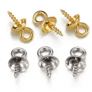 Screw Eye Pin Bail - Top Drilled End Caps Charm Connectors Jewelry Making 50pcs