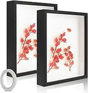 2 Pcs Shadow Box Frame Wood Shadow Box 3D Picture Frame 3 cm Inner Depth Shadow Boxes Display Cases Decorative Deep Display Box for Baby Items Tickets Photos (Black)