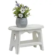 Willow & Silk Wooden Cow Milking Stool Side/Coffee Table/Stand White 32cm
