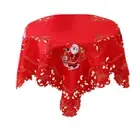 Christmas Embroidered Table Cloth,Hollow-Out Round Table Linen,for4748