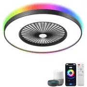 24" Bladeless Ceiling Fan with Light, Low Profile Ceiling Fan with with Alexa...