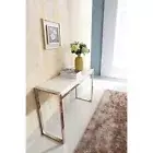 Dara Polished Stainless Steel Console With White Marble Top