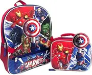 [Fast Forward] Marvel Captain America 16" Backpack With Lunch Box Set, Red, Large, Captain America