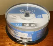 HP CD-R Blank Discs 20 Pack 52X/700MB/80 Minutes New In Sealed Package Spindle