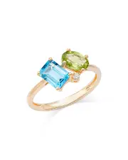 Bloomingdale's Fine Collection Peridot, Blue Topaz, & Diamond Ring in 14K Yellow Gold