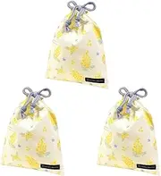 COLORFUL CANDY STYLE NL903403 Drawstring Pouch, Gussetless Lunch Bag (with Name Tag), Water Repellent, Non-Iron, Mimosa Fleur (All Handles), Set of 3, Girls, Cute, Drawstring Bag, for Kids, Medium,